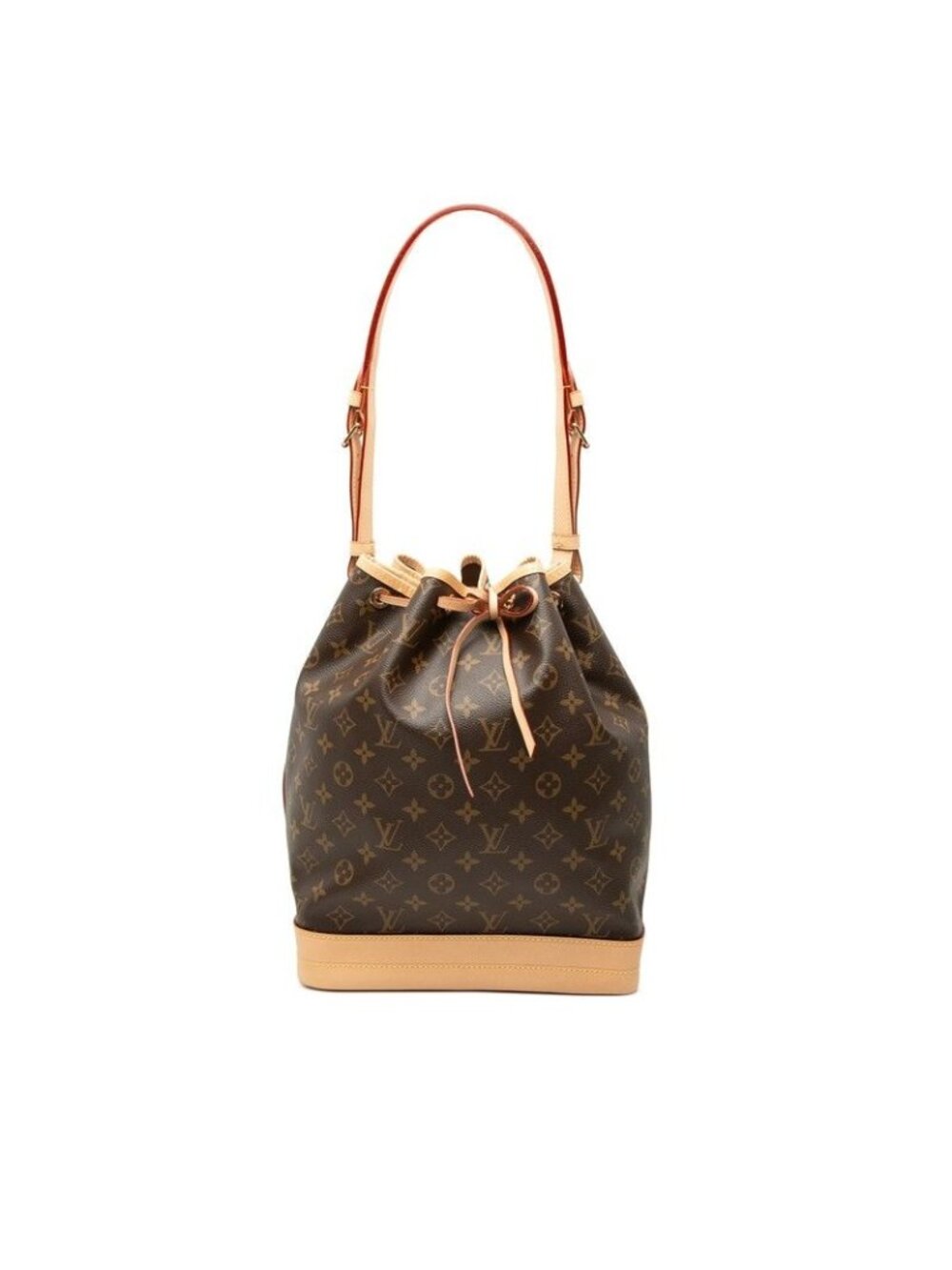 Louis Vuitton Monogram Noe Tote Shoulder Bag Drawstring Brown Beige Leather